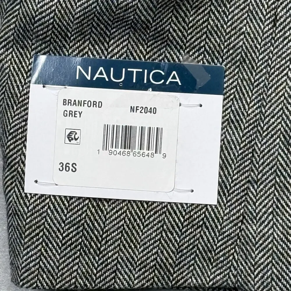 Nautica Men's Modern-Fit Solid Herringbone Tweed Sport Coat grey 36S $295